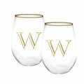 Initial Stemless Wine Glass - set of 2