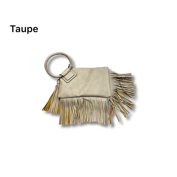 Wristlet Bangle with Tassel - vegan leather