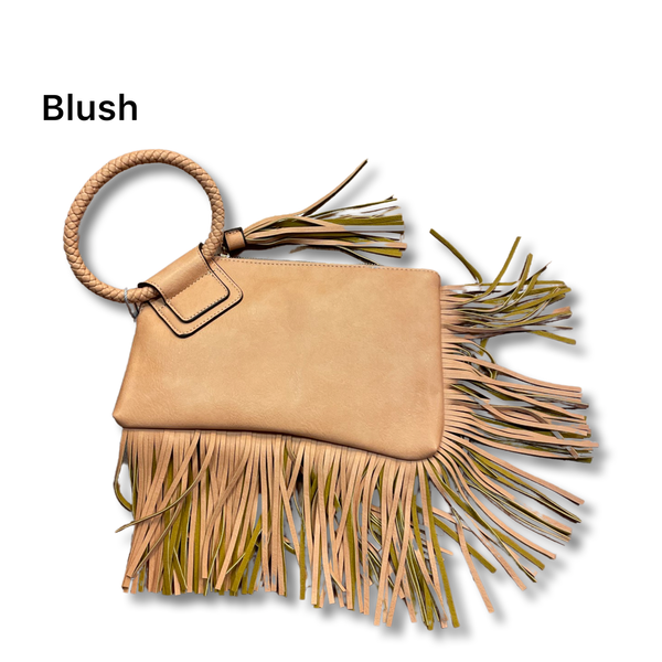 Wristlet Bangle with Tassel - vegan leather