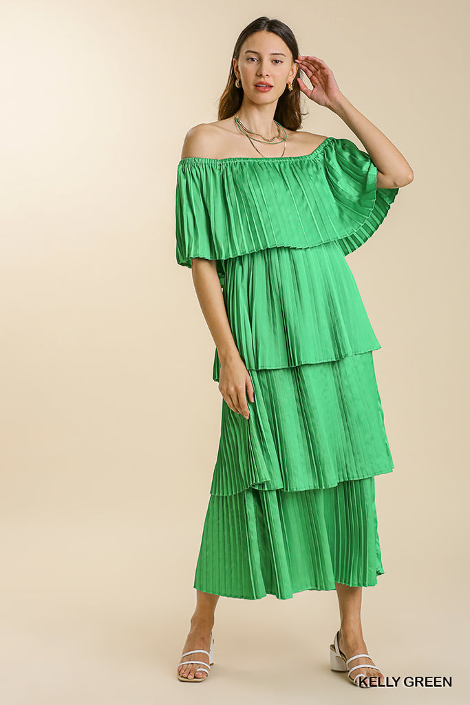 Kelly Green Pleated Dress – Claire & Schuster