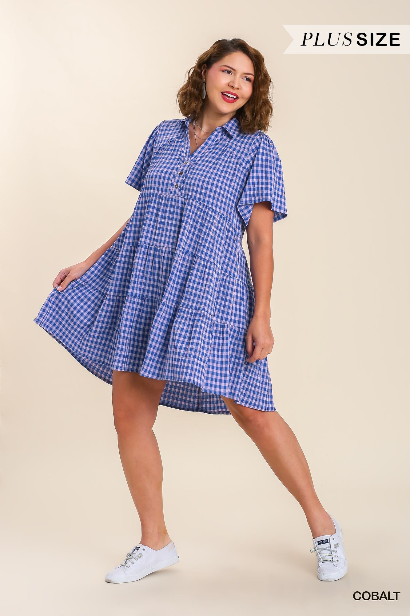 Cobalt and Pink Check Dress