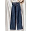 BUTTON FLY WIDE LEG CUT OFF JEANS | DARK