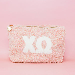 Sorority Greek Letter Teddy Pouch - Blush