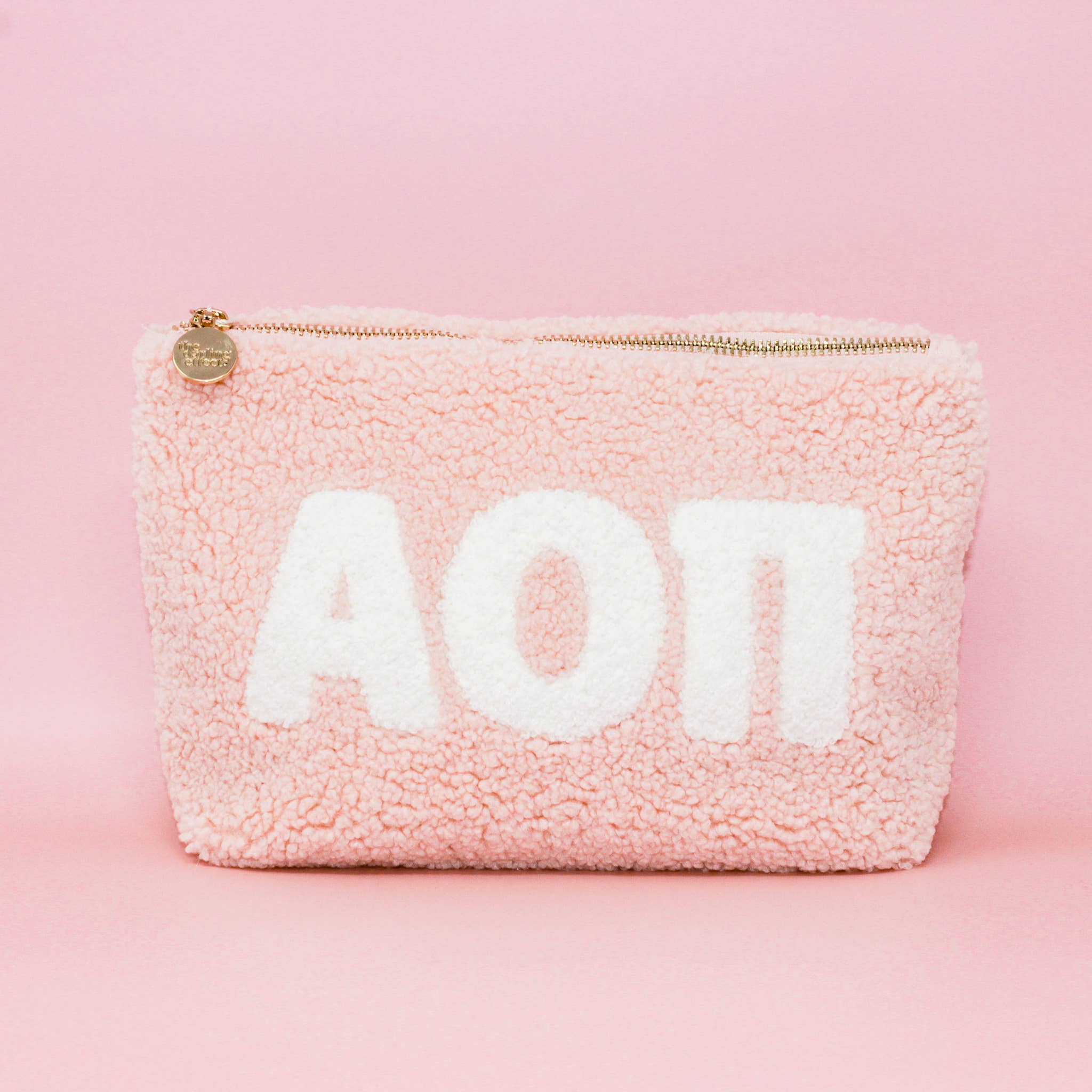 Sorority Greek Letter Teddy Pouch - Blush