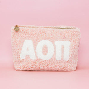 Sorority Greek Letter Teddy Pouch - Blush